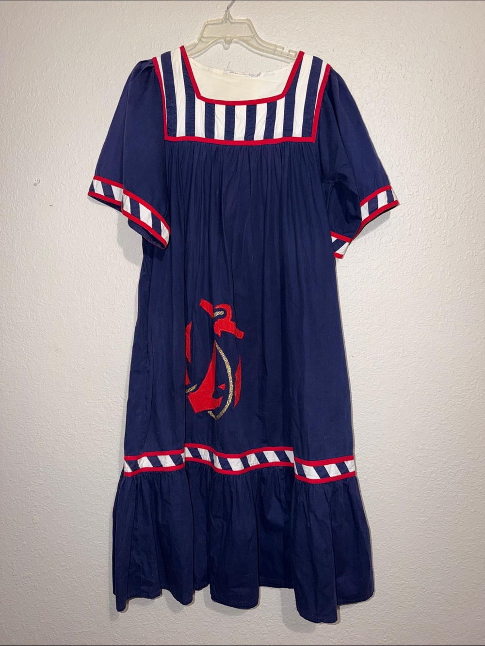 Vintage nautical mumu dress cottagecore vacation resort cruise beach granny